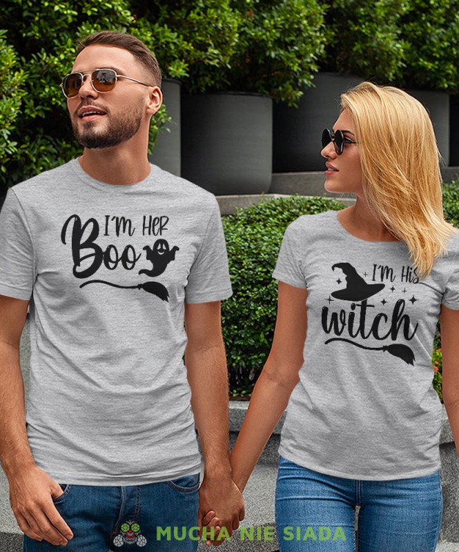 Im her boo I his witch, szare koszulki dla par, dla męża, dla żony, dla chłopaka, dla dziewczyny, dla zakochanych, dla par, walentynki, fajne koszulki, t-shirty dla par, mucha nie siada, mns.jpg