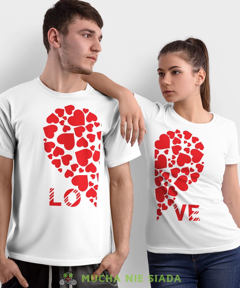 Koszulki dla par - LOVE serca