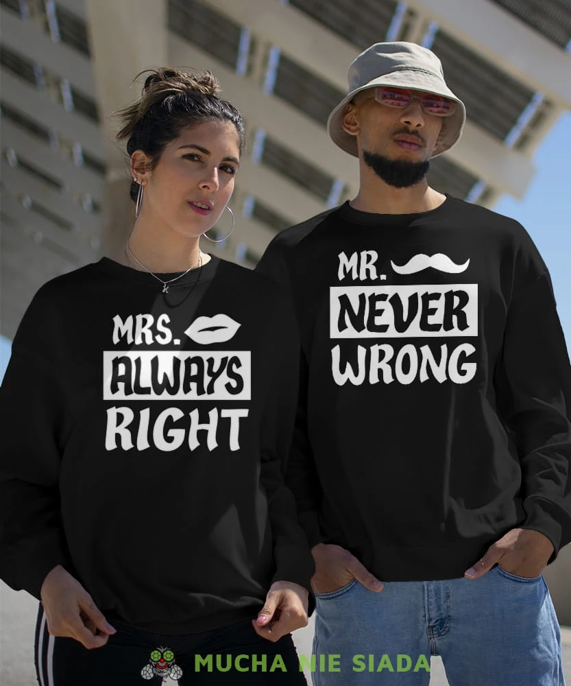 Mrs always right Mr never wrong, czarne bluzy dla par, dla chłopaka, dla dziewczyny, dla zakochanych, dla par, bluzy na  walentynki, fajne bluzy, bluzy dla par, mucha nie siada, mns.jpg