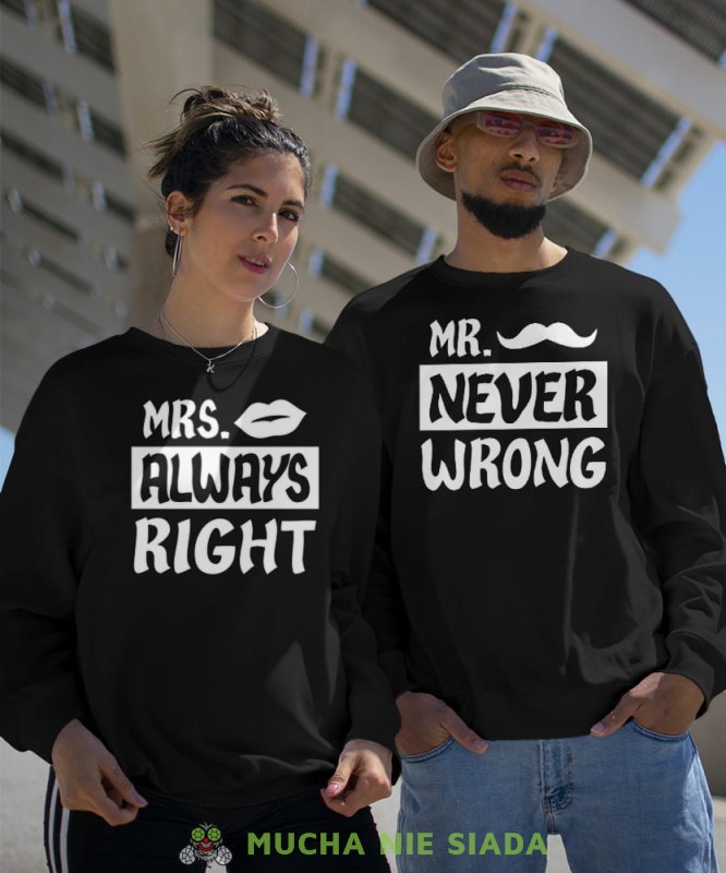 Mrs always right Mr never wrong, czarne bluzy dla par, dla chłopaka, dla dziewczyny, dla zakochanych, dla par, bluzy na  walentynki, fajne bluzy, bluzy dla par, mucha nie siada, mns.jpg