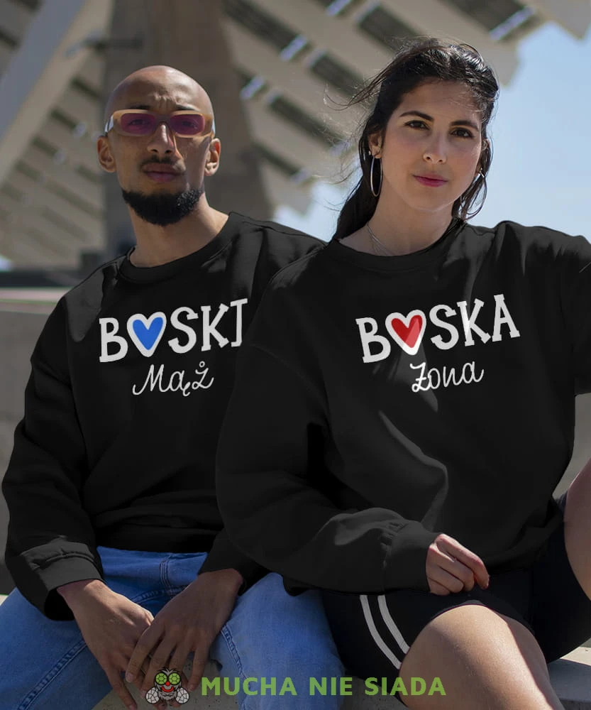 Boski Mąż Boska Żona, czarne bluzy dla par, dla chłopaka, dla dziewczyny, dla zakochanych, dla par, bluzy na  walentynki, fajne bluzy, bluzy dla par, mucha nie siada, mns.jpg
