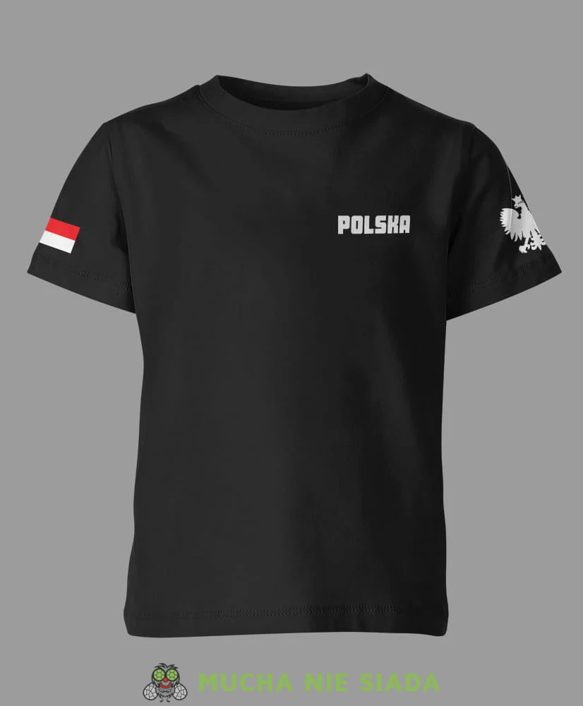 Polska Flaga Orzeł Polski, czarna koszulka dziecięca, koszulka patriotyczna, koszulki z grafiką patriotyczną, dla dzieci, koszulka Polska, koszulki Polska.jpg