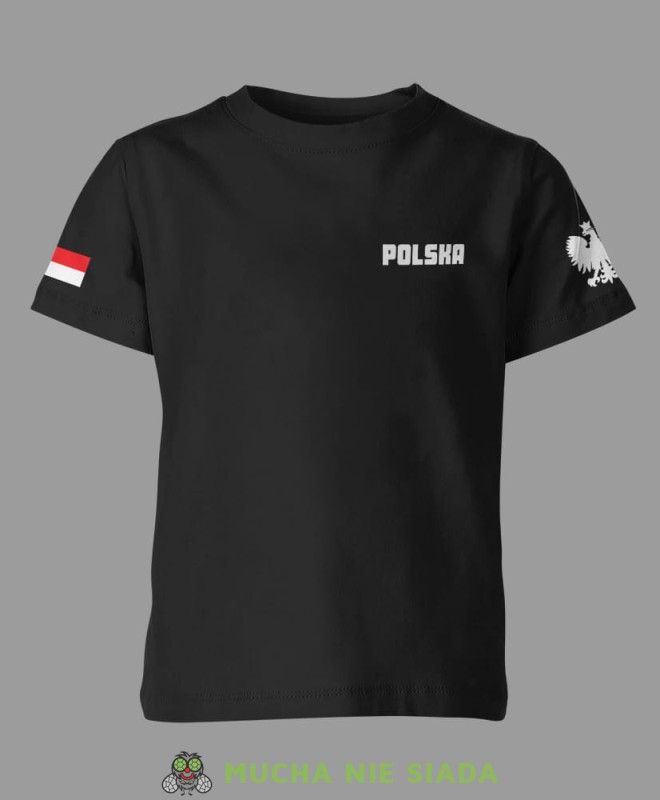 Polska Flaga Orzeł Polski, czarna koszulka dziecięca, koszulka patriotyczna, koszulki z grafiką patriotyczną, dla dzieci, koszulka Polska, koszulki Polska.jpg