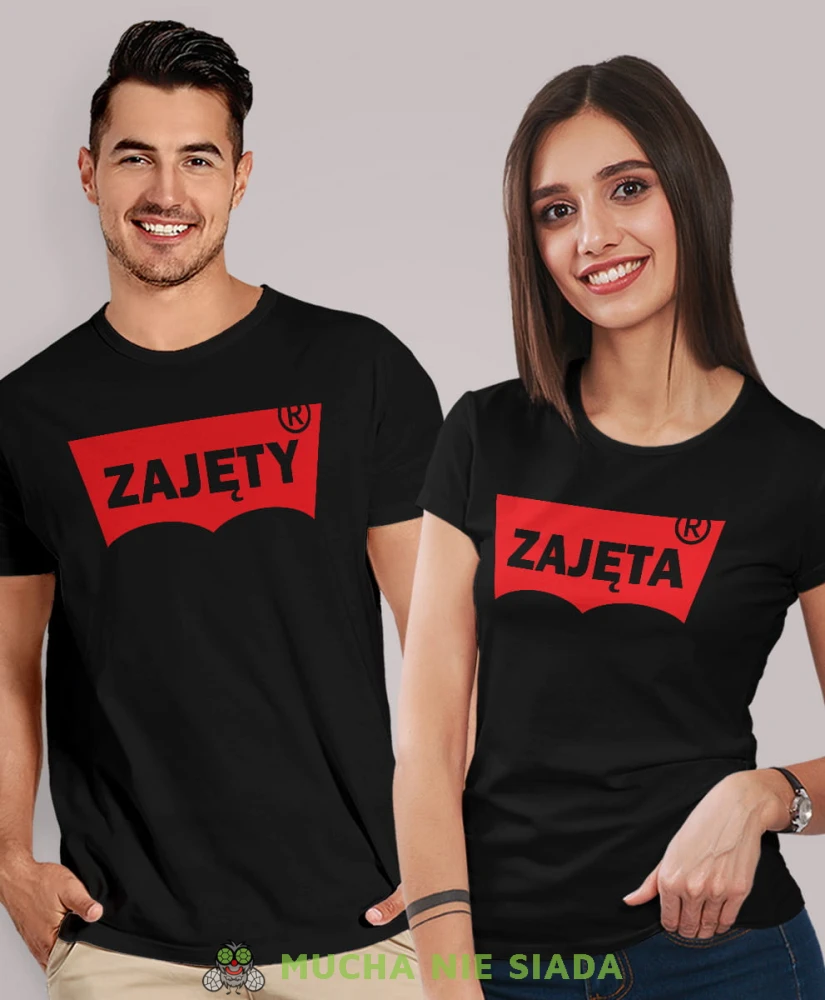 Zajęty Zajęta, czarne koszulki dla par, dla męża, dla żony, dla chłopaka, dla dziewczyny, dla zakochanych, dla par, walentynki, fajne koszulki, t-shirty dla par, mucha nie siada, mns.jpg