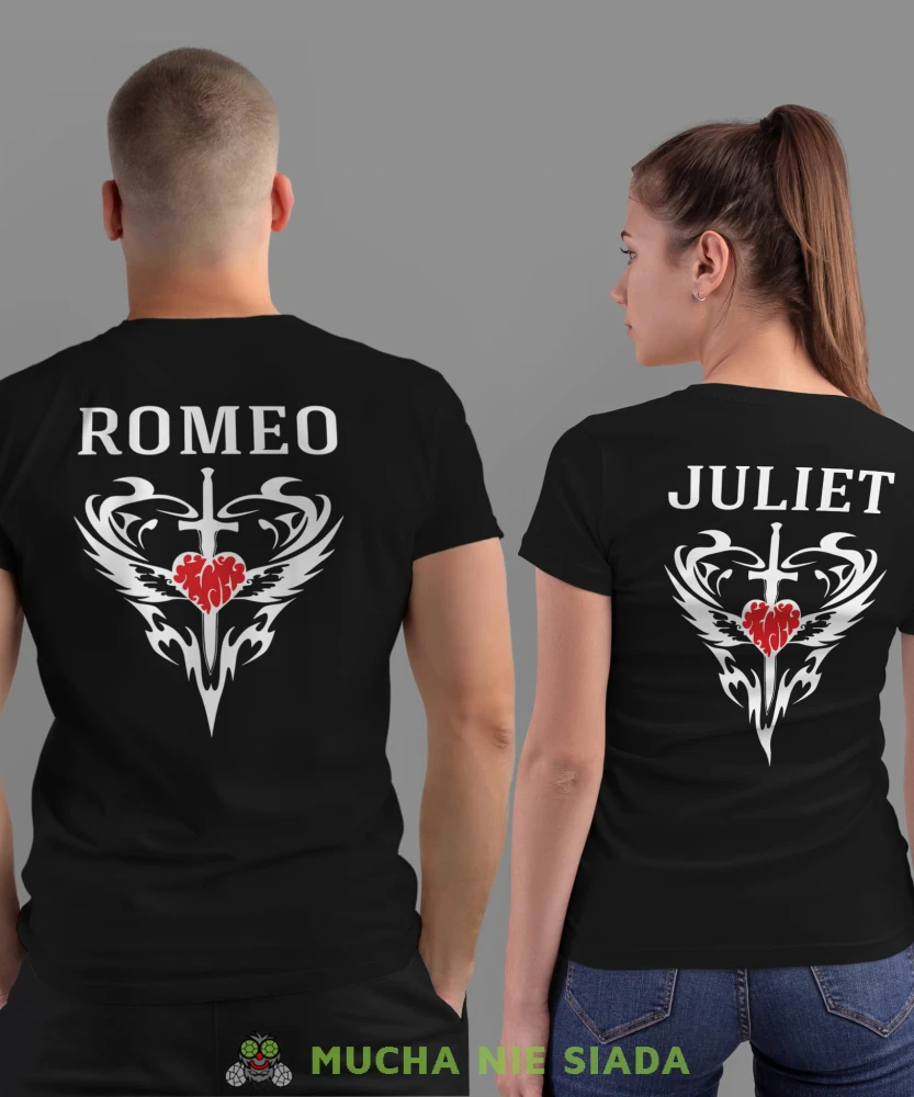 Romeo Juliet, czarne koszulki dla par, dla męża, dla żony, dla chłopaka, dla dziewczyny, dla zakochanych, dla par, walentynki, fajne koszulki, t-shirty dla par, mucha nie siada, mns.jpg