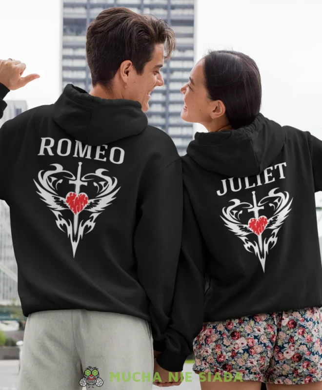 Romeo Juliet, czarne bluzy z kapturem dla par, bluzy dla zakochanych, dla par, bluzy z kapturem na walentynki, fajne bluzy z kapturem, bluzy dla par, bluzy z kapturem dla par, mucha ni.webp
