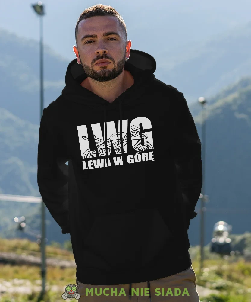 Męska bluza z kapturem dla motocyklisty - LWG lewa w górę