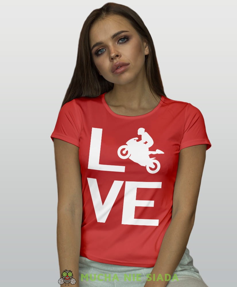Damska koszulka motocyklowa - Love motocyk