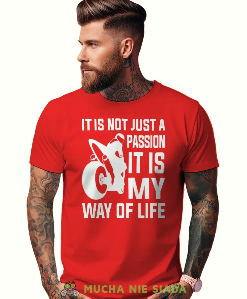 It is not just a passion it is my way of life, czerwona męska koszulka, koszulka dla motocyklisty, koszulki na motocykl, koszulka na motocykl, męska koszulka na motocykl na prezent dla miłośnika motocykli.webp