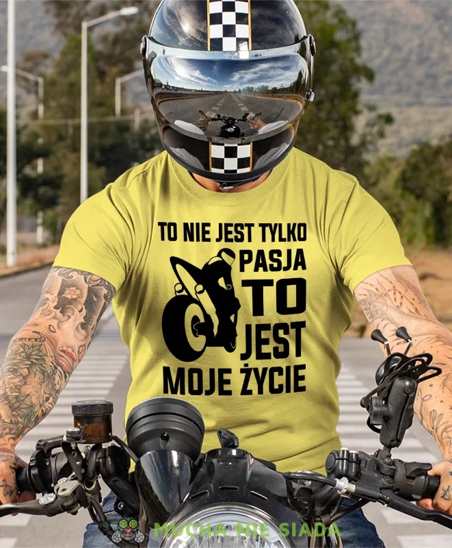 To nie jest tylko pasja to jest moje życie, żółta męska koszulka, koszulka dla motocyklisty, koszulki na motocykl, koszulka na motocykl, męska koszulka na motocykl na prezent dla miłośnika motocykli.webp