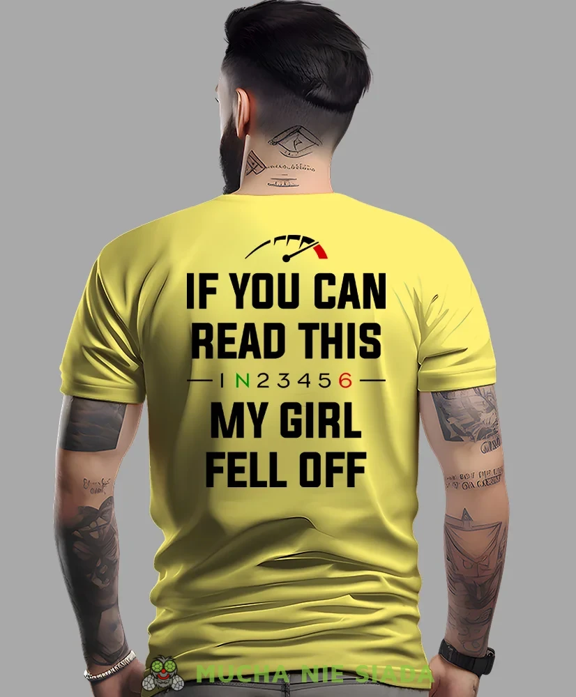 If you can read this my girl fell off, żółta męska koszulka, koszulka dla motocyklisty, koszulki na motocykl, koszulka na motocykl, męska koszulka na motocykl na prezent dla miłośnika motocykli.webp