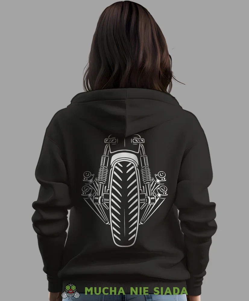 Bluza z kapturem dla motocyklistki - Tył motocykla