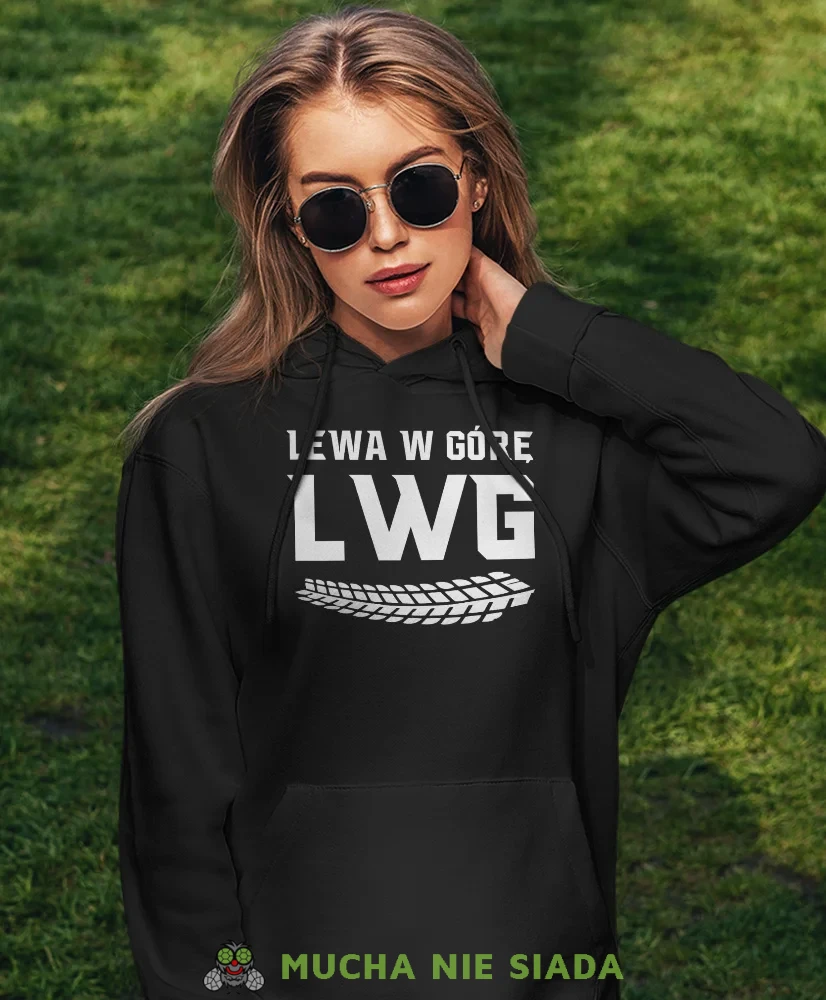 Bluza z kapturem dla motocyklistki - Lewa w górę LwG ślad opony