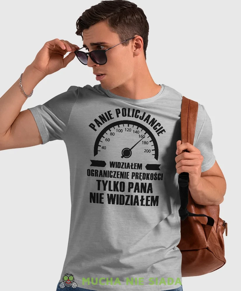 Widziałem ograniczenie prędkości, szara koszulka z nadrukiem, prezent dla kierowcy tira, prezent dla kierowcy ciężarówki, koszulka dla kierowcy ciężarówki, koszulki dla kierowcy, mucha niesiada, mns.webp