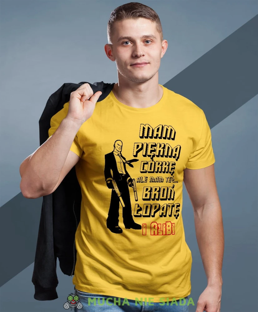 Mam piękną córkę ale mam też broń łopatę i alibi koszulka dla taty żółta