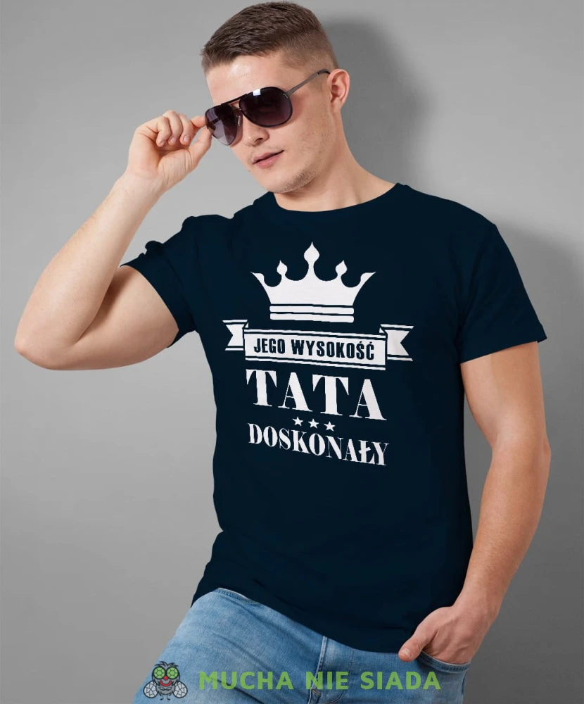 Jego wysokość tata doskonały koszulka dla taty granatowa