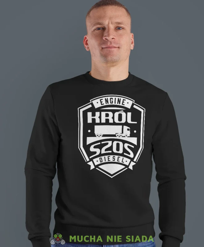 Król szos, czarna bluza bez kaptura, prezent dla kierowcy tira, prezent dla kierowcy ciężarówki, bluza dla kierowcy ciężarówki, bluzy dla kierowcy, mucha niesiada, mns.webp