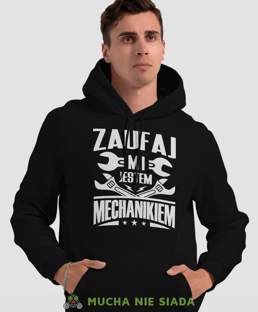 Męska bluza z kapturem - Zaufaj mi jestem mechanikiem