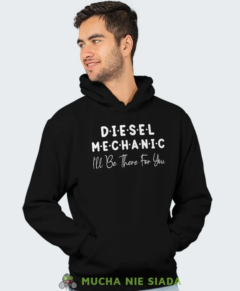 Diesel Mechanic, czarna bluza z kapturem, prezent dla mechanika, bluza z kapturem dla mechanika, bluza dla mechanika, bluzy dla mechaników, męska bluza z nadrukiem, mucha niesiada, mns.webp