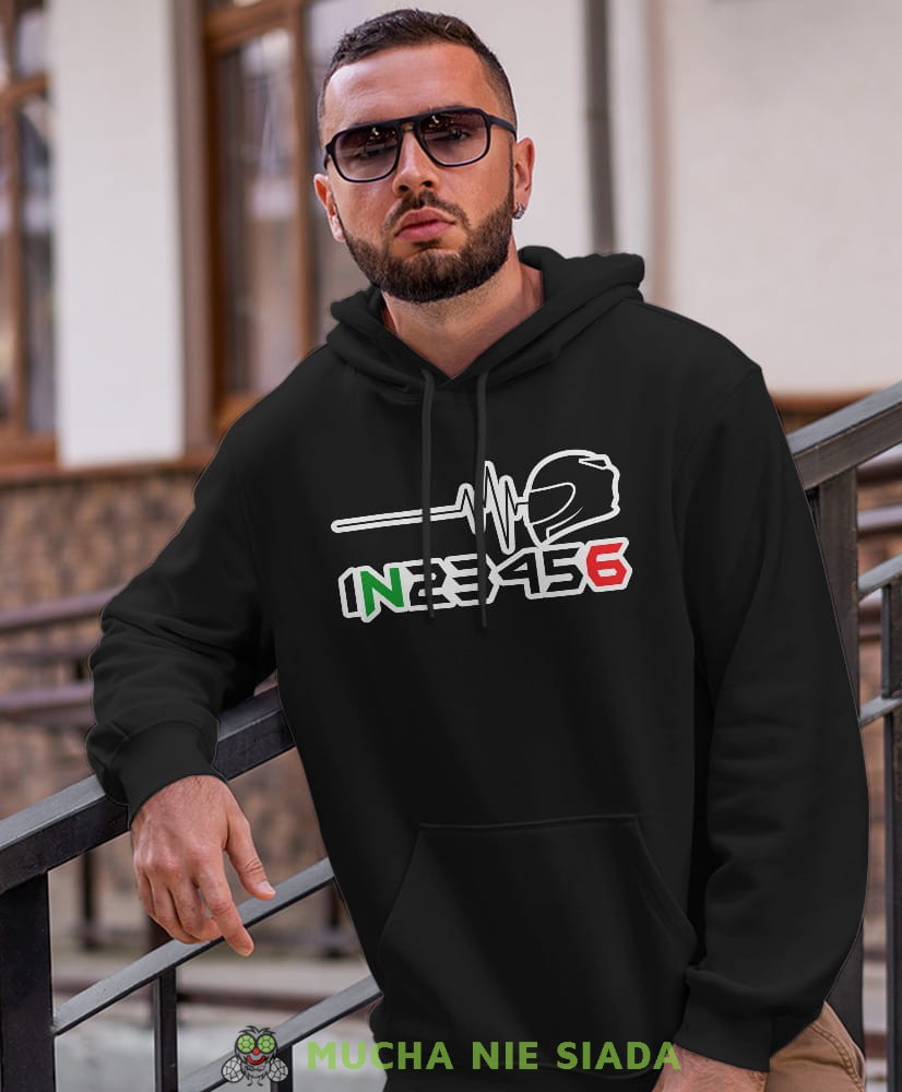 Męska bluza z kapturem dla motocyklisty - EKG motocyklisty