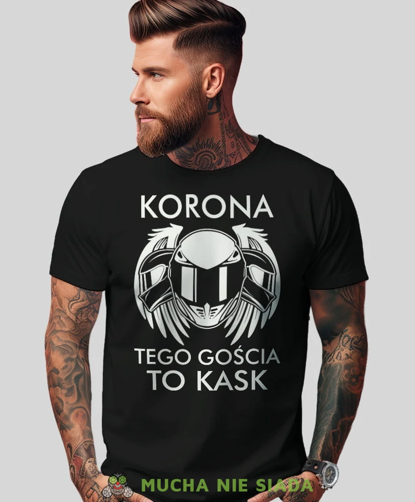 Korona tego gościa to kask, czarna męska koszulka, koszulka dla motocyklisty, koszulki na motocykl, koszulka na motocykl, męska koszulka na motocykl na prezent dla miłośnika motocykli.jpg