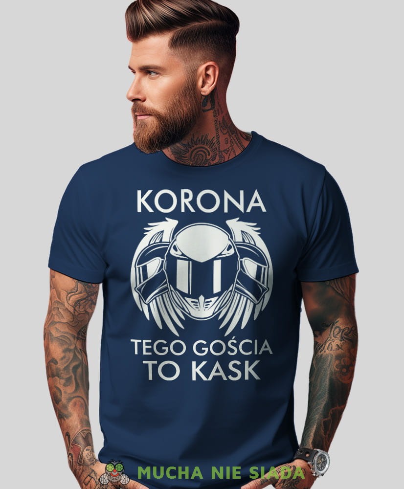 Męska Koszulka motocyklowa - Korona tego gościa to kask