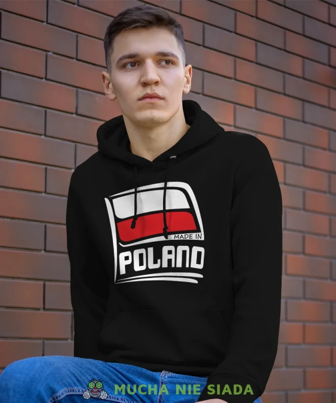 Made in Poland  flaga, męska bluza z kapturem, bluza patriotyczna, bluzy z grafiką patriotyczną, dla mężczyzny, bluzay patriotyczne, bluza Polska, bluzy patriotyczne z kapturem.webp