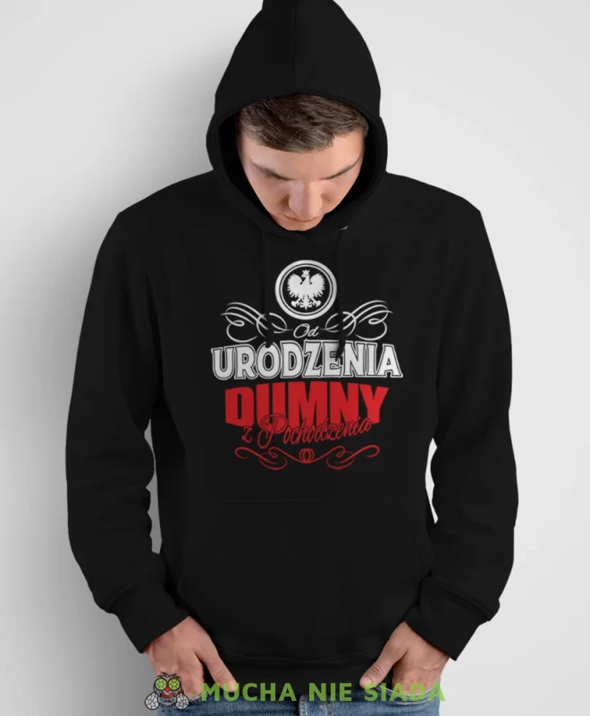 Od urodzenia dumna z pochodzenia Orzeł, męska bluza z kapturem, bluza patriotyczna, bluzy z grafiką patriotyczną, dla mężczyzny, bluzay patriotyczne, bluza Polska, bluzy patriotyczne z kapturem.webp