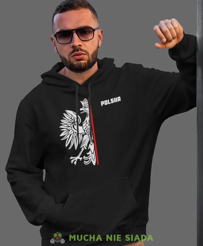 Orzeł Polski Polska, męska bluza z kapturem, bluza patriotyczna, bluzy z grafiką patriotyczną, bluzay patriotyczne, bluza Polska, bluzy patriotyczne z kapturem.webp