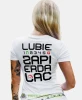 Lubię zapier moto, biała damska koszulka, koszulka motocyklowa, dla motocyklistki, koszulka na motocykl, dla miłośniczki motocykli, mucha nie siada.webp