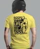 Look and save a life, żółta męska koszulka, koszulka dla motocyklisty, koszulki na motocykl, koszulka na motocykl, męska koszulka na motocykl na prezent dla miłośnika .webp