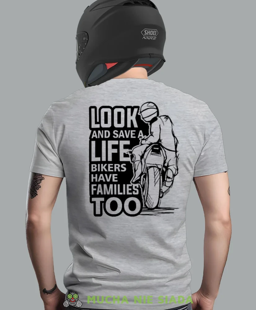 Męska Koszulka motocyklowa - Look and save a life