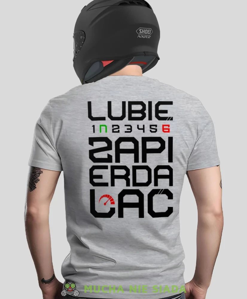 Lubię zapier moto, szara męska koszulka, koszulka dla motocyklisty, koszulki na motocykl, koszulka na motocykl, męska koszulka na motocykl na prezent dla miłośnika mot.webp