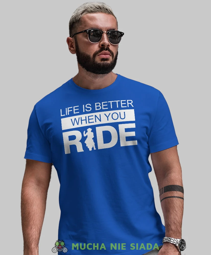 Life is better when you ride, niebieska męska koszulka, koszulka dla motocyklisty, koszulki na motocykl, koszulka na motocykl, męska koszulka na motocykl na prezent dla miłośnika motocykli.jpg