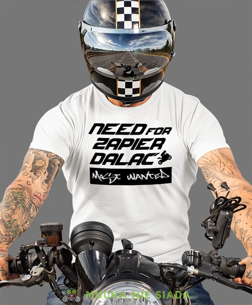 Need for zapier, biała męska koszulka, koszulka dla motocyklisty, koszulki na motocykl, koszulka na motocykl, męska koszulka na motocykl na prezent dla miłośnika motocykli.jpg