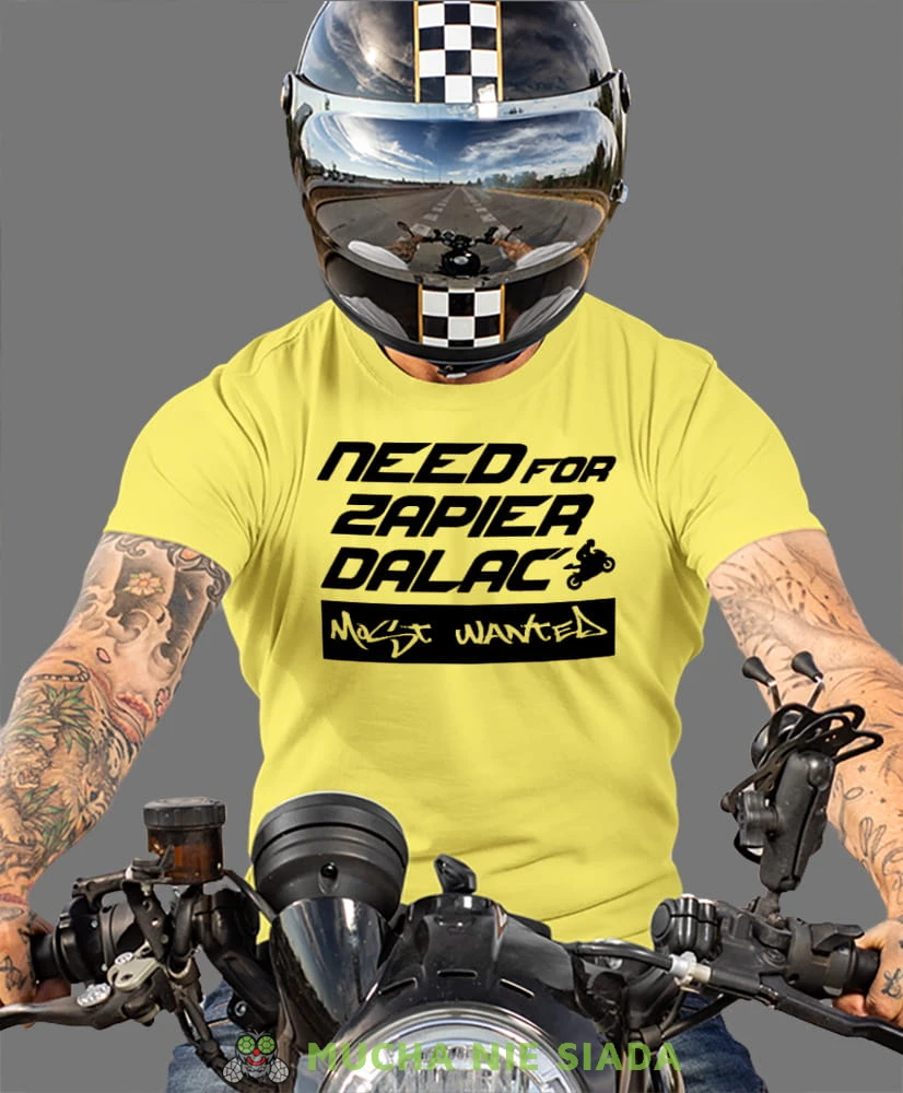 Need for zapier, żółta męska koszulka, koszulka dla motocyklisty, koszulki na motocykl, koszulka na motocykl, męska koszulka na motocykl na prezent dla miłośnika motocykli.jpg