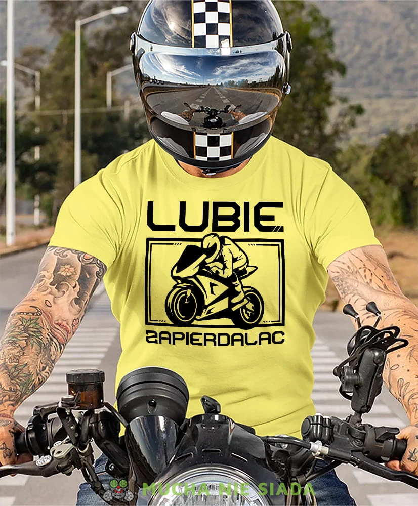 Lubię zapier motocyklista, żółta męska koszulka, koszulka dla motocyklisty, koszulki na motocykl, koszulka na motocykl, męska koszulka na motocykl na prezent dla miłośnika motocykli.jpg