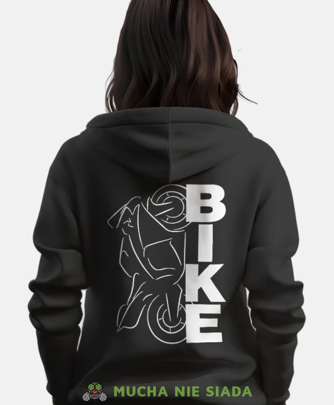 Bike Motocykl, czarna damska bluza z kapturem, bluza dla motocyklistki, bluzy na motocykl, damska bluza na motocykl, dla miłośniczki motocykli.webp