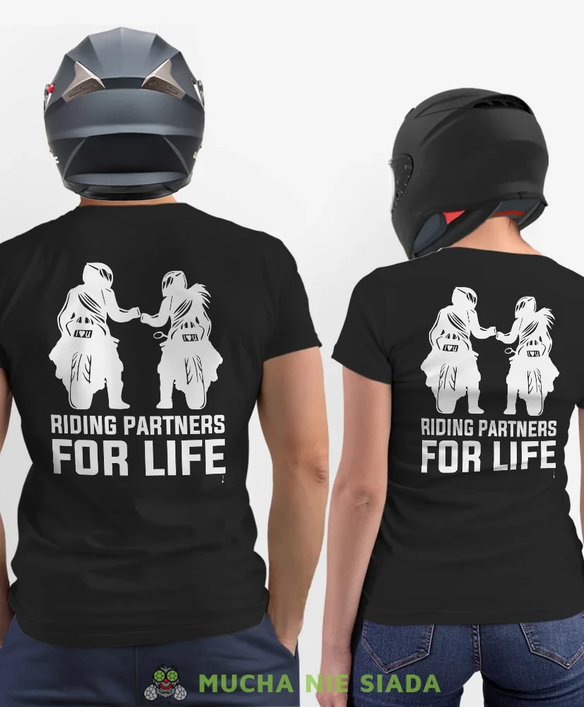 Riding partners for life, czarne koszulki dla par, dla motocyklistów, na motocykl, dla motocyklisty, dla motocyklistki, koszulkimotocyklowe, dla par, mucha nie siada, mns.webp