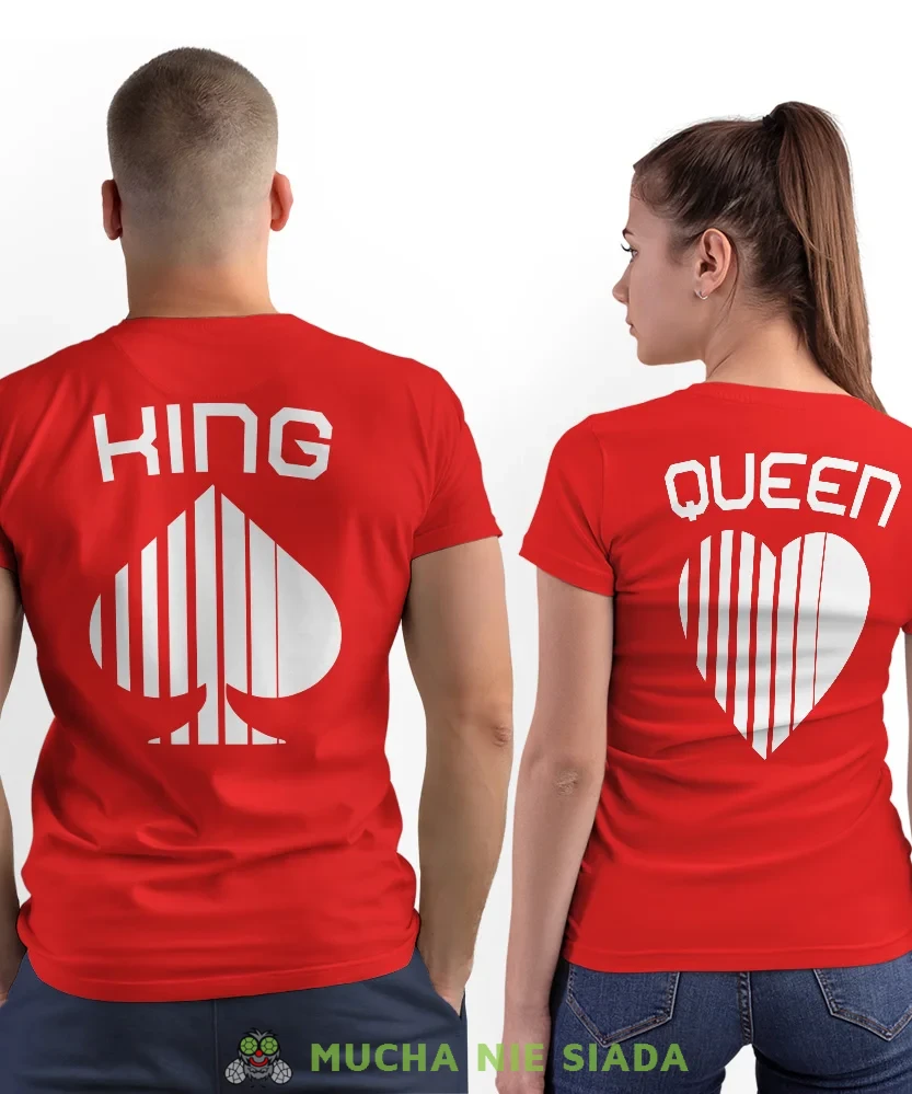 Queen kier King pik, czerwone koszulki dla par, dla męża, dla żony, dla chłopaka, dla dziewczyny, dla zakochanych, dla par, walentynki, fajne koszulki, t-shirty dla par, mucha nie siada, mns.webp