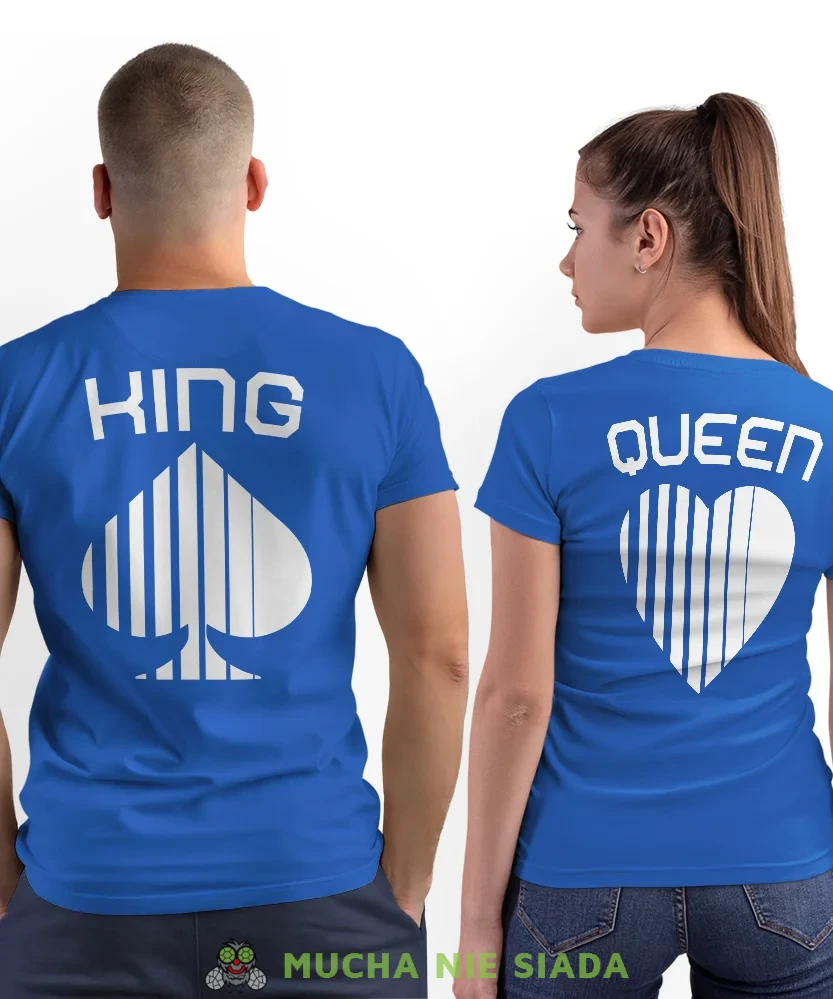 Queen kier King pik, niebieskie koszulki dla par, dla męża, dla żony, dla chłopaka, dla dziewczyny, dla zakochanych, dla par, walentynki, fajne koszulki, t-shirty dla par, mucha nie siada, mns.webp