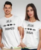 Jego Julia Jej Romeo, biała koszulki dla par, dla męża, dla żony, dla chłopaka, dla dziewczyny, dla zakochanych, dla par, walentynki, fajne koszulki, t-shirty dla par, mucha nie siada, mns.webp