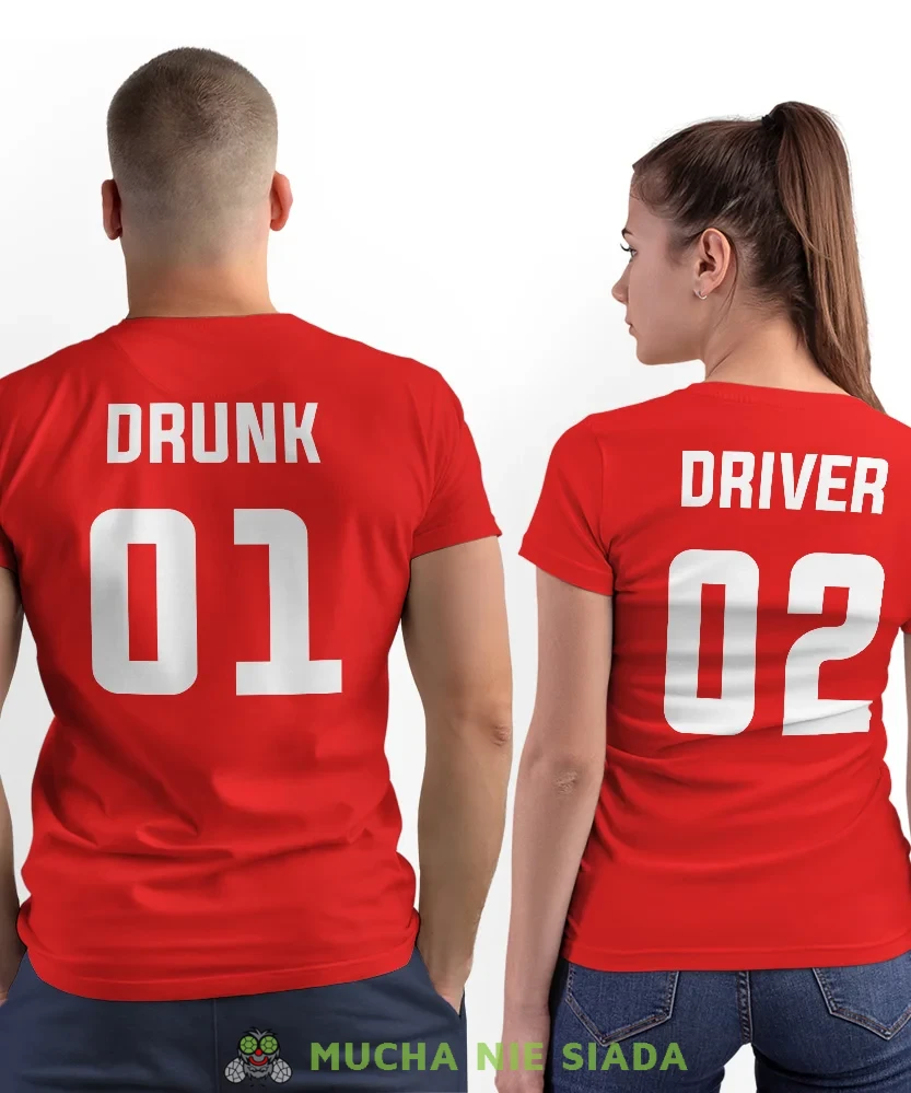 Drunk Driver, czerwone koszulki dla par, dla męża, dla żony, dla chłopaka, dla dziewczyny, dla zakochanych, dla par, walentynki, fajne koszulki, t-shirty dla par, mucha nie siada, mns.webp