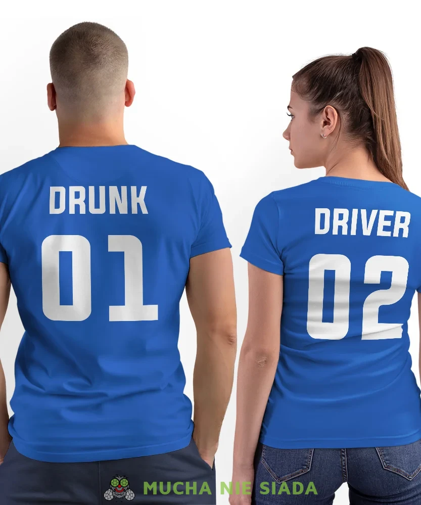 Drunk Driver, niebieskie koszulki dla par, dla męża, dla żony, dla chłopaka, dla dziewczyny, dla zakochanych, dla par, walentynki, fajne koszulki, t-shirty dla par, mucha nie siada, mns.webp
