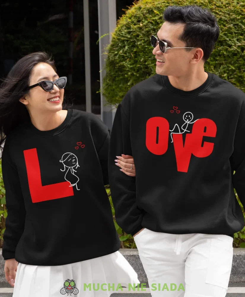 Love ludki, czarne bluzy dla par, dla chłopaka, dla dziewczyny, dla zakochanych, dla par, bluzy na  walentynki,dla męża, dla żony, bluzy dla par, mucha nie siada, mns..webp