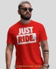 Just Ride duże logo, czerwona męska koszulka, koszulka dla motocyklisty, koszulki na motocykl, koszulka na motocykl, na prezent dla miłośnika motocykl.webp