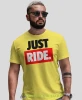 Just Ride duże logo, żółta męska koszulka, koszulka dla motocyklisty, koszulki na motocykl, koszulka na motocykl, na prezent dla miłośnika motocykli.webp