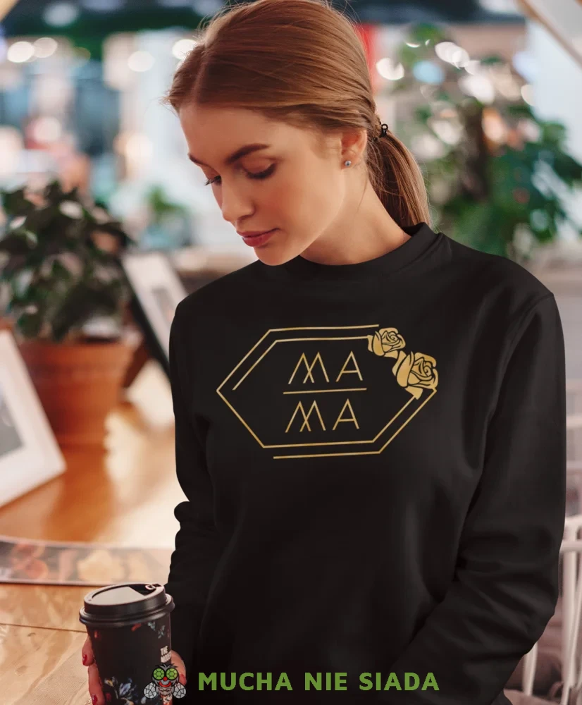 Bluza dla mamy - Mama róże - złoty nadruk