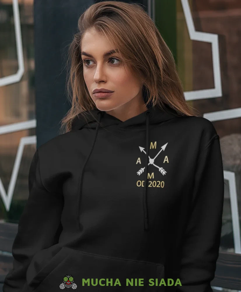 Bluza z kapturem dla mamy - Mama rok - złoto-srebrny nadruk
