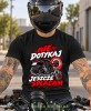 Czarna koszulka motocyklowa Nie Dotykaj Jeszcze Spłacam, zabawna koszulka dla motocyklisty, Mucha Nie Siada